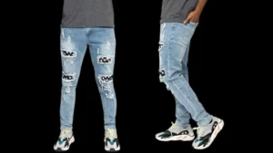 Men's denim tear jeans