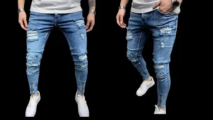 Men's denim tear jeans